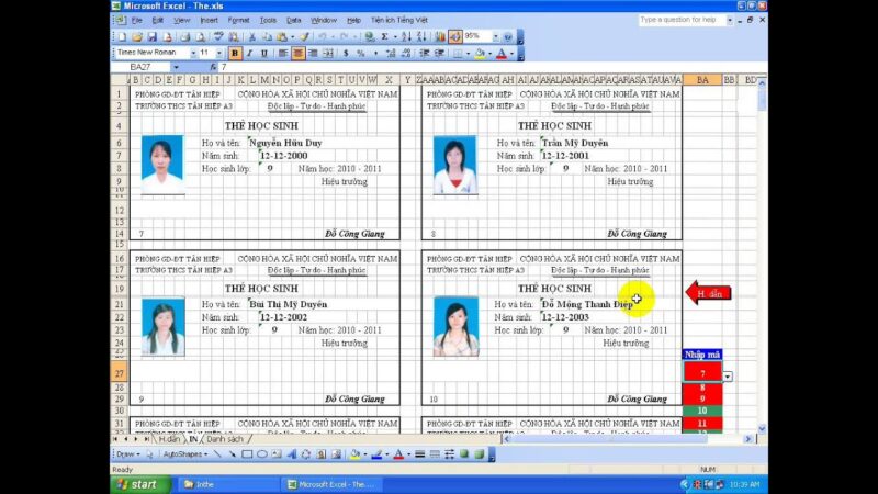 File word mẫu thẻ nhân viên trên excel