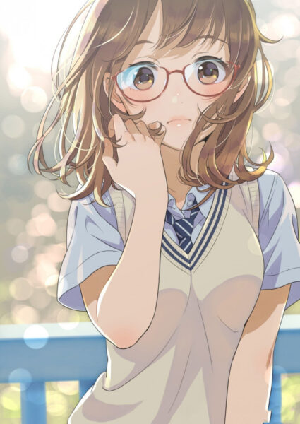 Hình ảnh anime nữ đeo kính dễ thương