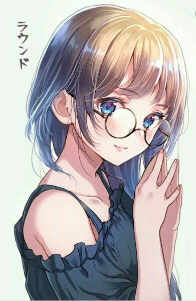 Hình ảnh anime nữ đeo kính dễ thương, đáng yêu