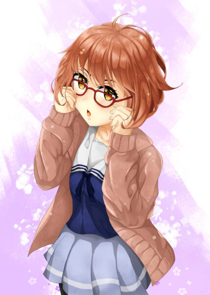 Hình ảnh anime nữ đeo kính tóc ngắn