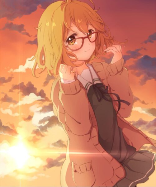 Hình ảnh anime nữ đeo kính tóc vàng