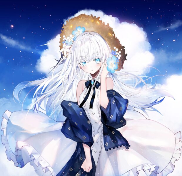 Hình ảnh anime tóc trắng xinh đẹp