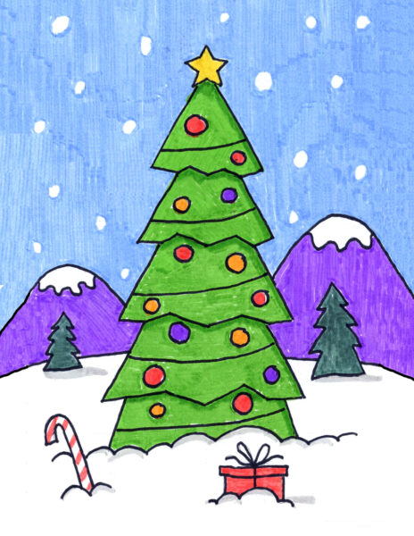 Hình ảnh cây thông Noel vẽ