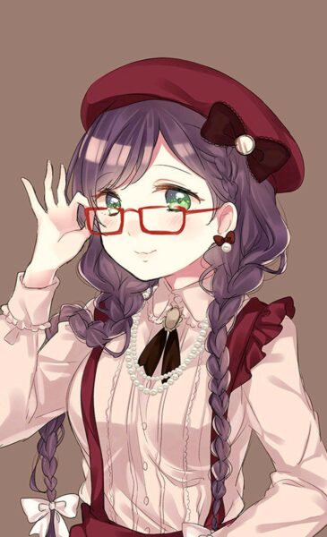 Hình anime nữ đeo kính xinh xắn
