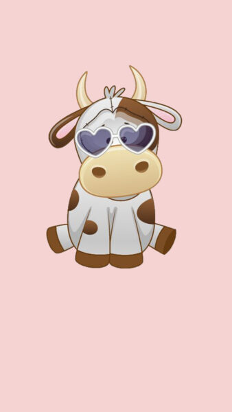 Hình nền bò sữa đeo kính trái tim