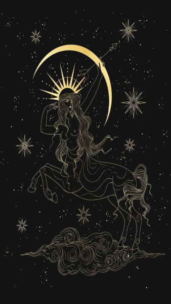 Hình nền cung hoàng đạo nhân mã trên nền đen