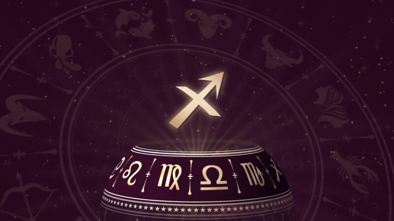 Hình nền cung hoàng đạo nhân mã trên nền tím