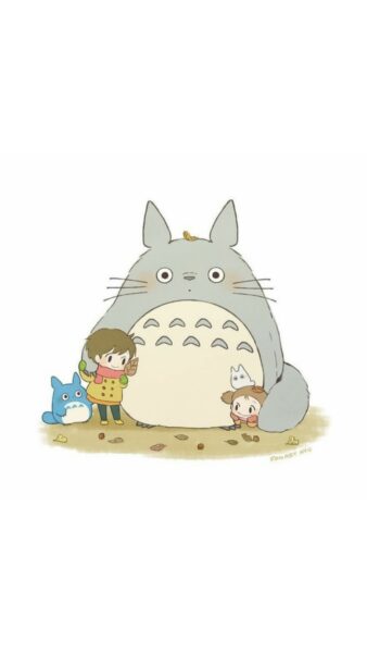 Hình nền Totoro bên cạnh những đứa trẻ