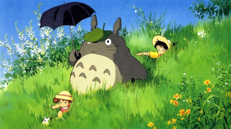 Hình nền Totoro trên cánh đồng cỏ