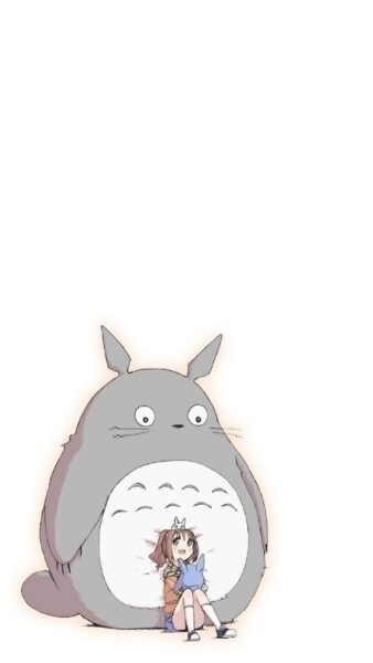 Hình nền Totoro và cô gái bé nhỏ