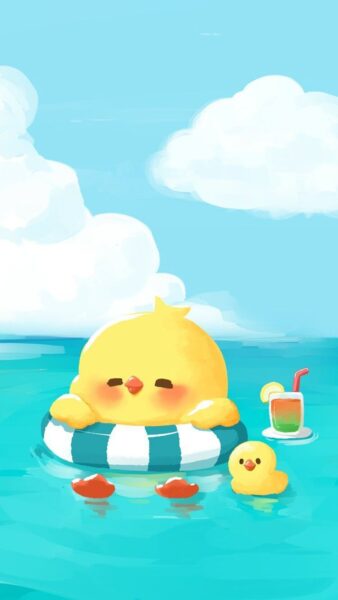 hình nền vịt vàng bơi trong nước