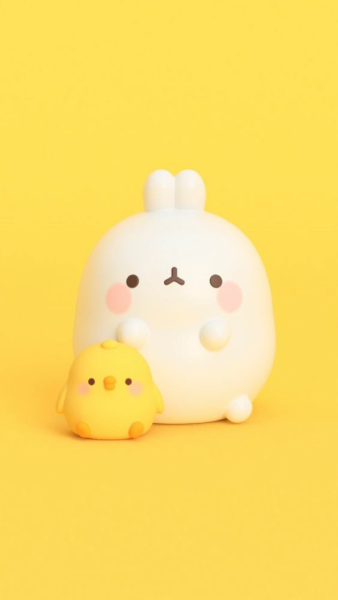 hình nền vịt vàng và thỏ trắng