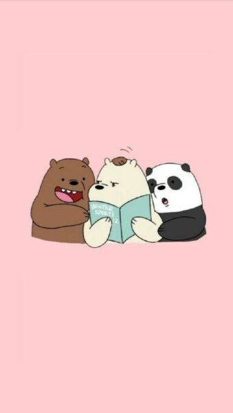 Hình nền We Bare Bear chăm chỉ đọc sách