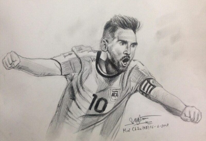 Hình vẽ chì về Messi