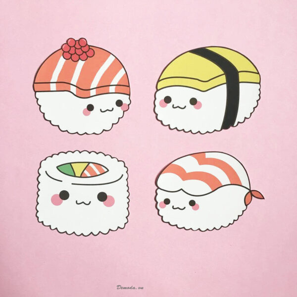 Hình vẽ sticker đáng yêu Sushi
