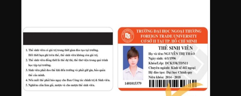 mẫu thẻ học sinh ngoại thương