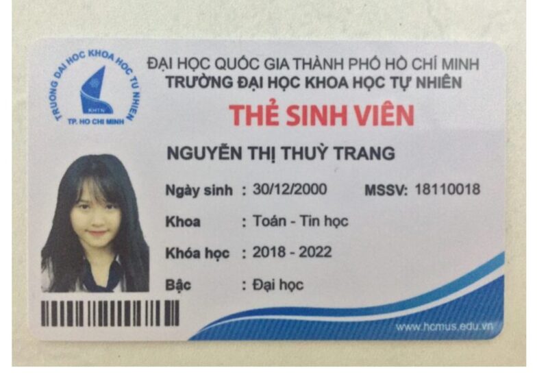 mẫu thẻ học sinh nữ trường đại học