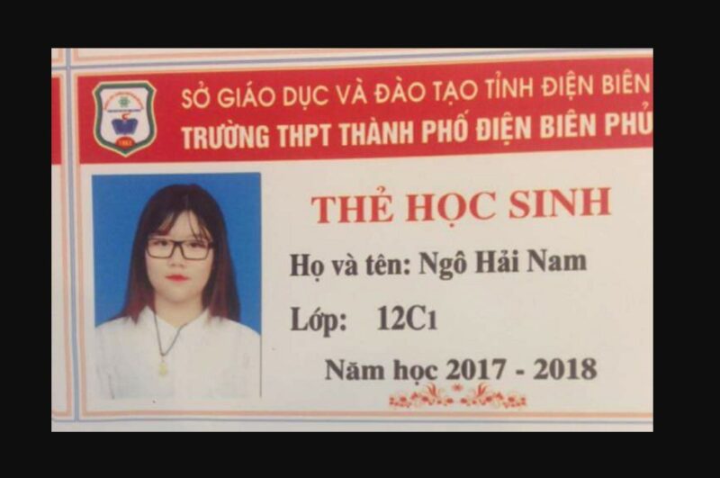 mẫu thẻ học sinh nữ trường điện biên