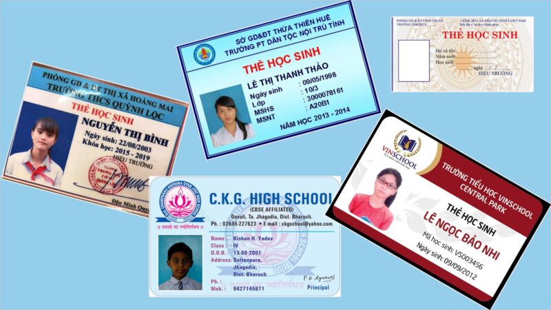 những mẫu thẻ học sinh cho các cấp