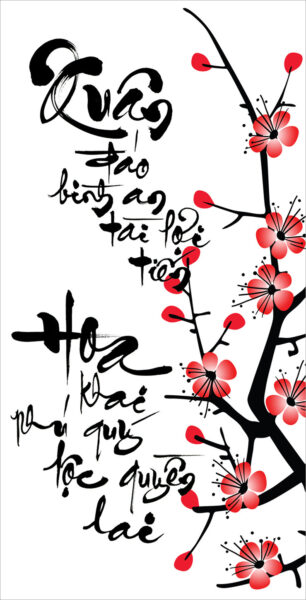 tranh thư pháp chủ đề mùa xuân