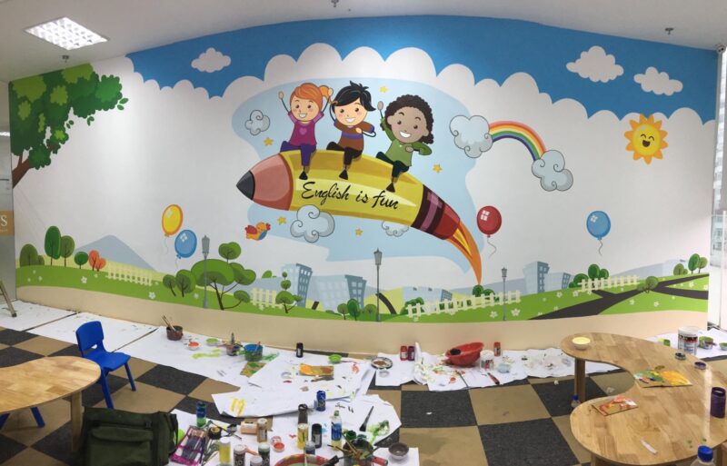 Tranh trang trí tường mầm non hiện đại