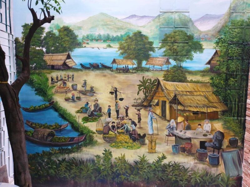 Tranh tường 3D khung cảnh làng quê