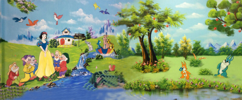 Tranh tường mầm non đẹp suối xanh