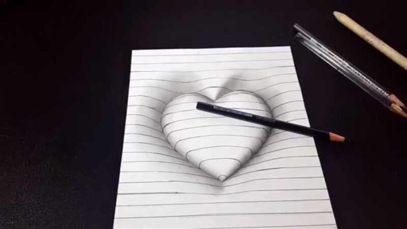 tranh vẽ 3D bằng bút chì đơn giản
