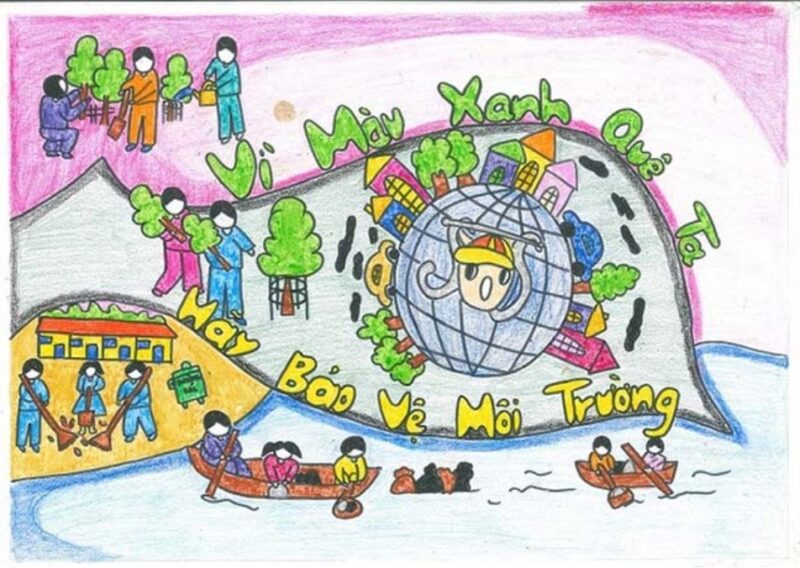 Tranh vẽ bảo vệ môi trường kêu gọi vì môi trường