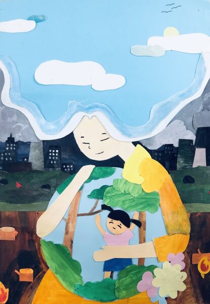 Tranh vẽ bảo vệ môi trường là bảo vệ mẹ thiên nhiên