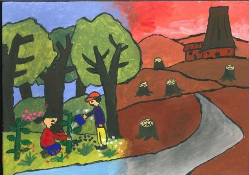 Tranh vẽ bảo vệ môi trường lên án phá rừng