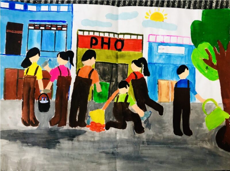 Tranh vẽ bảo vệ môi trường tổ dân phố