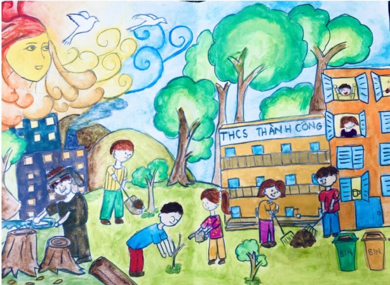 Tranh vẽ bảo vệ môi trường trường học