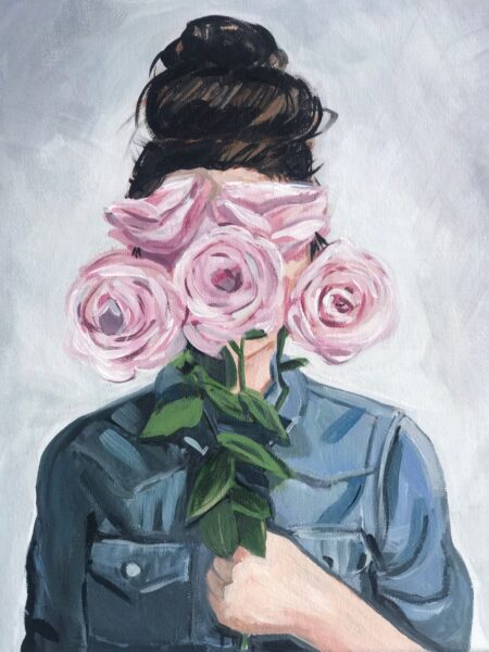 Vẽ tranh về chủ đề hoa hồng và thiếu nữ