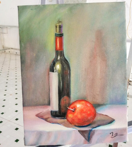 Tranh vẽ đề tài tĩnh vật táo đỏ