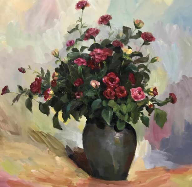 Tranh vẽ đề tài tĩnh vật xanh đỏ