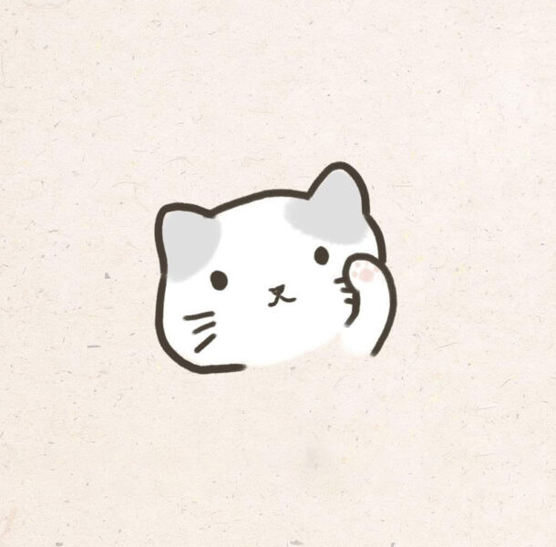 Tranh vẽ dễ thương mèo nhỏ