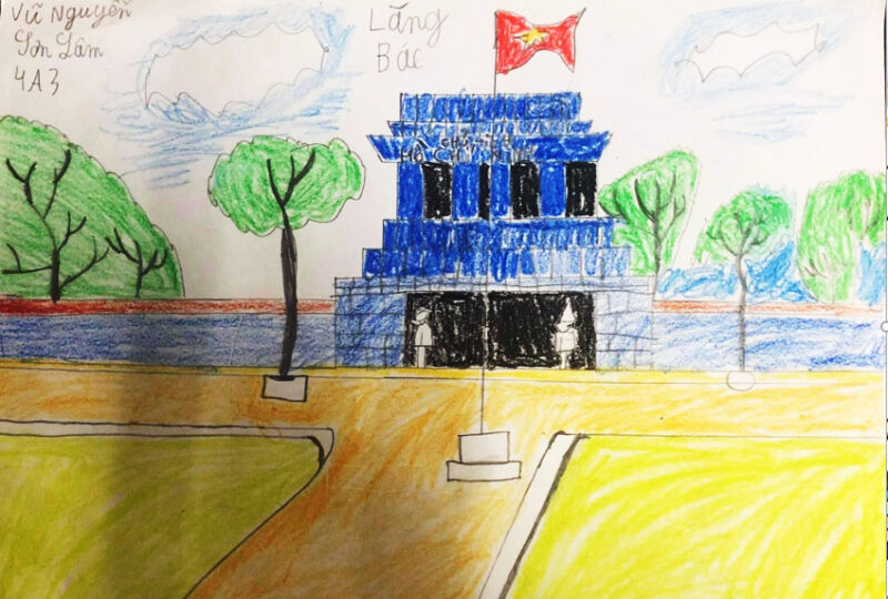 tranh vẽ Hà Nội trong em lăng bác