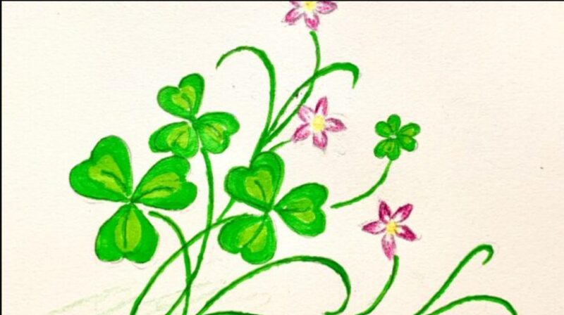 Tranh vẽ hoa đơn giản hoa lá mùa xuân