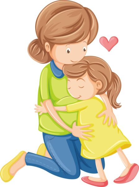 Tranh vẽ mẹ và con gái dễ thương, đẹp