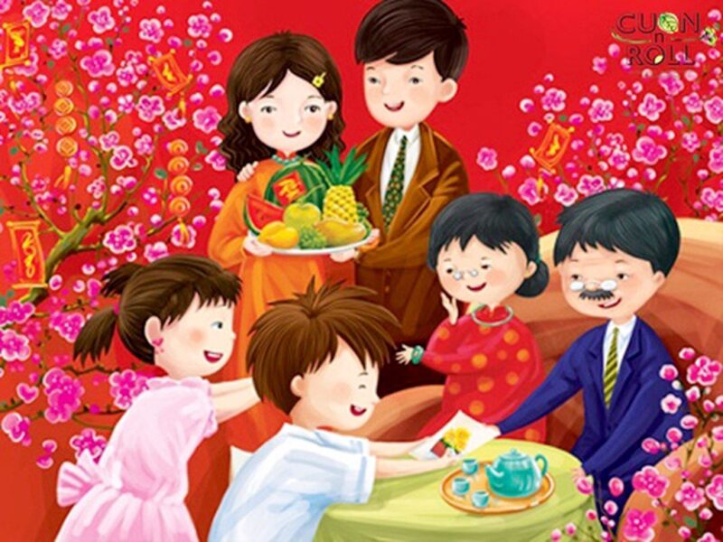 Tranh vẽ ngày tết xum vầy