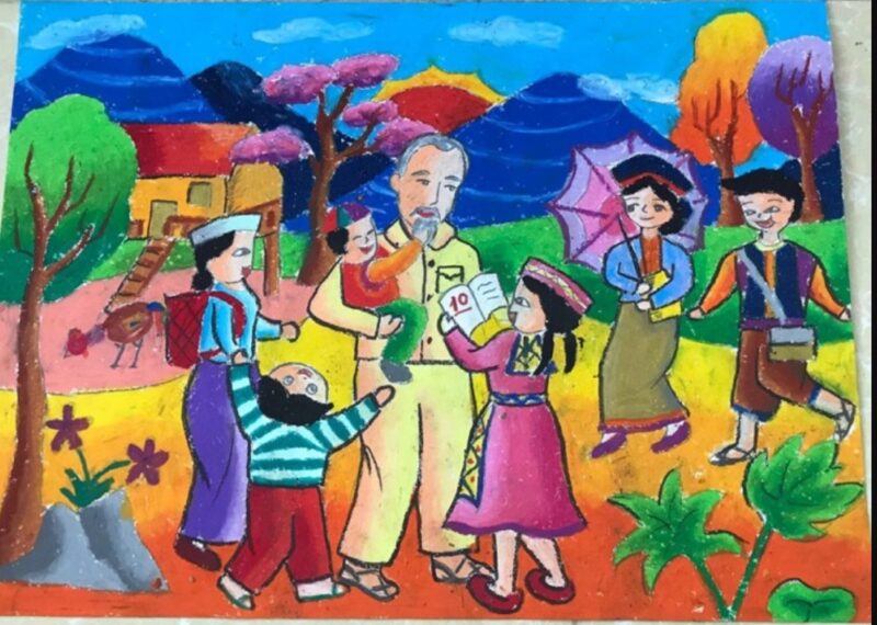 Tranh Thành phố hòa bình và Bác Hồ