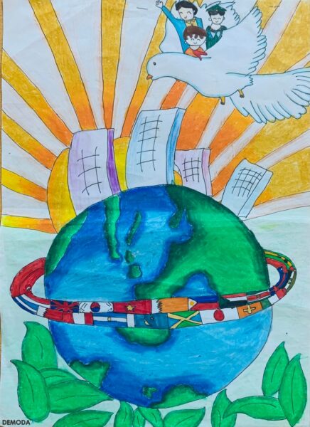 tranh vẽ thành phố hòa bình và hữu nghị