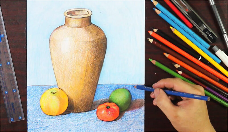 tranh vẽ tĩnh vật đơn giản