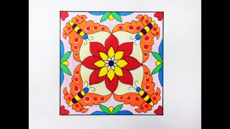 tranh vẽ trang trí hình vuông