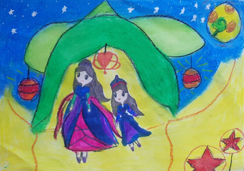 Tranh vẽ trung thu chị Hằng Nga