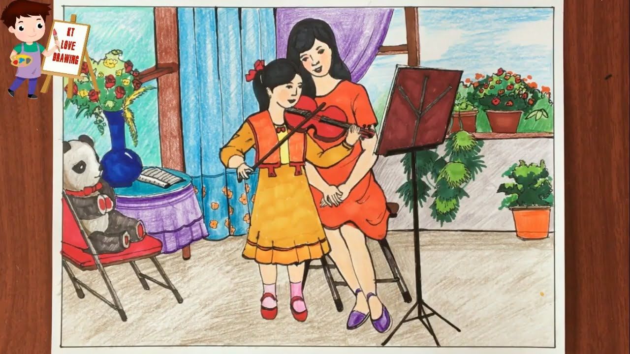 Tranh vẽ ước mơ của em nghệ sĩ chơi đàn violong