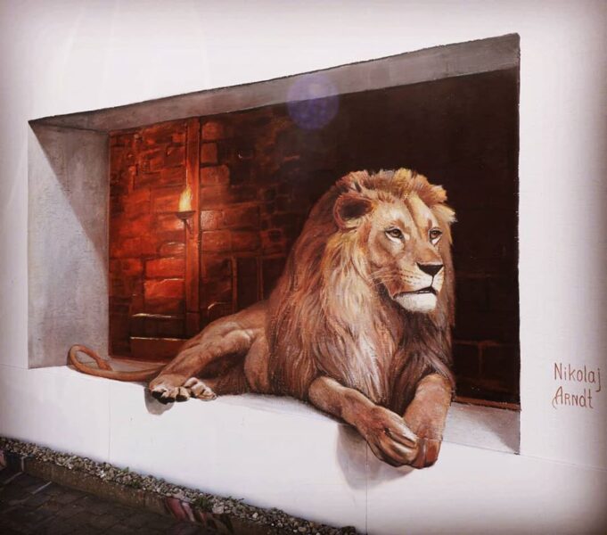 Vẽ tranh 3D về sư tử