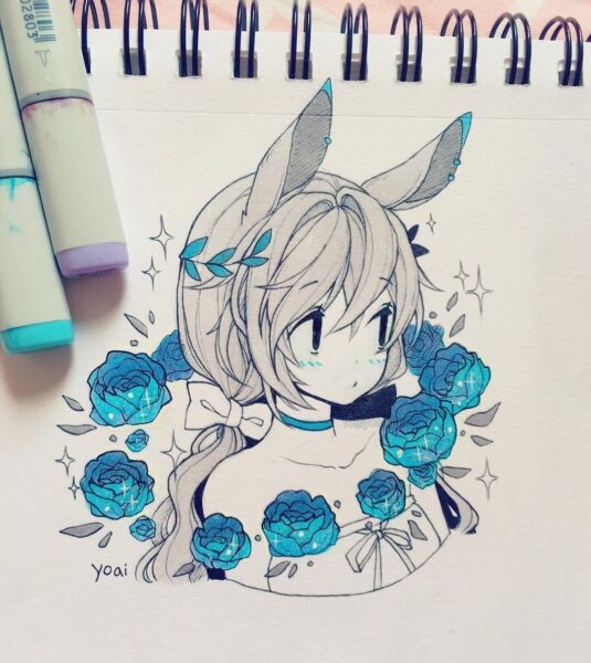 Vẽ tranh anime đẹp gái xinh tai thỏ