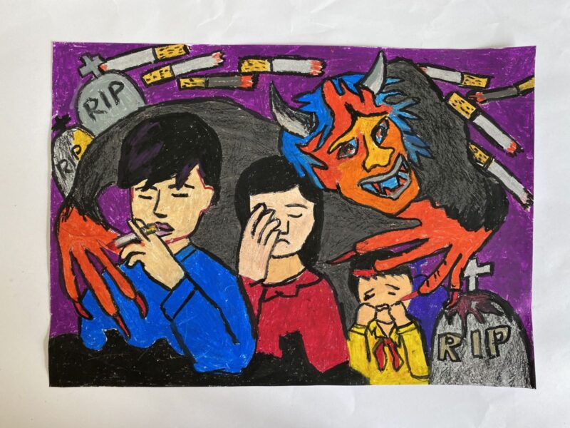 Vẽ tranh cấm hút thuốc lá để phòng tránh cho người xung quanh